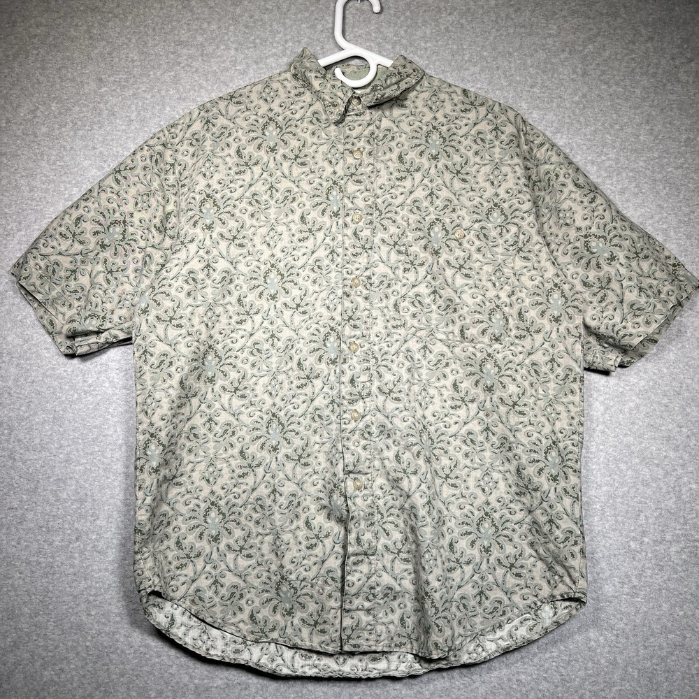 Vtg 90s Bugle Boy‎ Paisley Look  All Over Pattern Button Up Size M Y2k